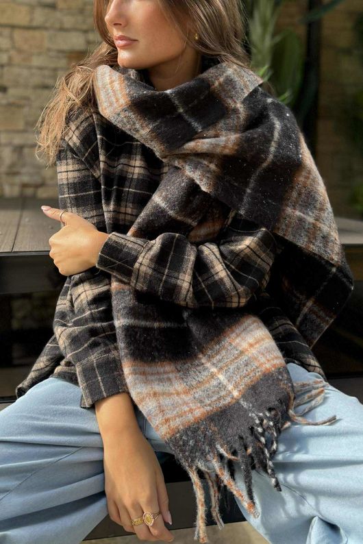 Patrick Plaid Brushed Cotton Shirt Black